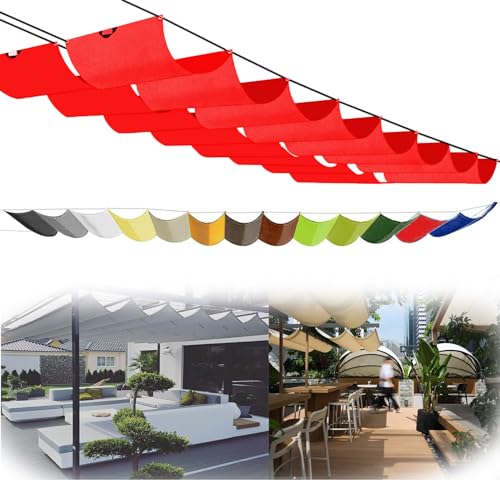 Retractable Shade Sail Screen Waterproof Sun Sail UV Block Canopy with Rope - Outdoor Garden Patio Deck Cover for Carport & Lawn, UPF 50+ UV Protection Rectangle (1.5x2m,Rot) von WAEKAH