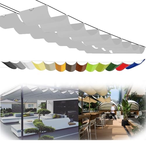 Retractable Shade Sail Screen Waterproof Sun Sail UV Block Canopy with Rope - Outdoor Garden Patio Deck Cover for Carport & Lawn, UPF 50+ UV Protection Rectangle (2x3m,Hellgrau) von WAEKAH