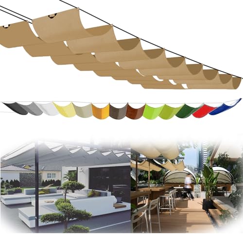 Retractable Shade Sail Screen Waterproof Sun Sail UV Block Canopy with Rope - Outdoor Garden Patio Deck Cover for Carport & Lawn, UPF 50+ UV Protection Rectangle (2x4m,Khaki) von WAEKAH