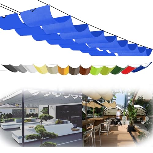 Retractable Shade Sail Screen Waterproof Sun Sail UV Block Canopy with Rope - Outdoor Garden Patio Deck Cover for Carport & Lawn, UPF 50+ UV Protection Rectangle (2x9m,Blau) von WAEKAH