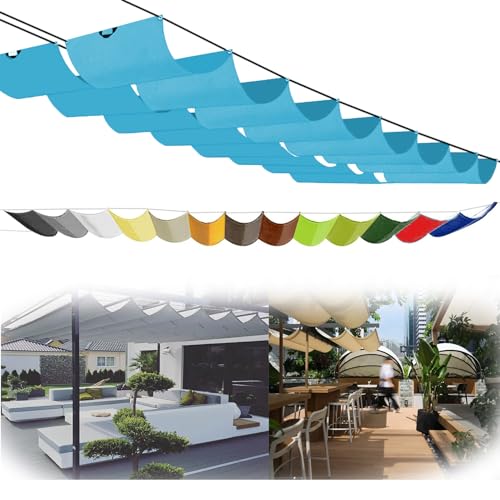 Retractable Shade Sail Screen Waterproof Sun Sail UV Block Canopy with Rope - Outdoor Garden Patio Deck Cover for Carport & Lawn, UPF 50+ UV Protection Rectangle (2x9m,Himmelblau) von WAEKAH