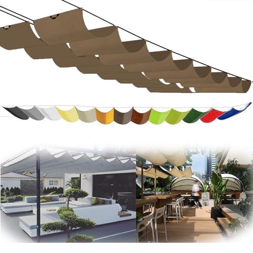 Retractable Shade Sail Screen Waterproof Sun Sail UV Block Canopy with Rope - Outdoor Garden Patio Deck Cover for Carport & Lawn, UPF 50+ UV Protection Rectangle (3x10m,Kaffeefarbe) von WAEKAH