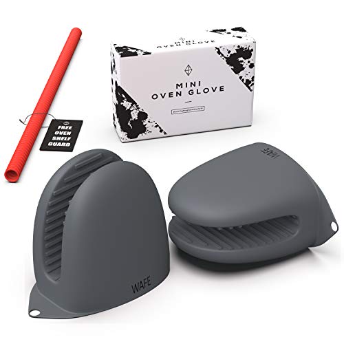 WAFE Mini-Ofenhandschuhe für Heißluftfritteuse - 2 Silikon-Fingergriffe - Hitzebeständige Klemmschutz-Abdeckungen für Kochen, BBQ, Grillen - Einheitsgröße, doppelte Hand-Topflappen mit Ofenrostschutz von WAFE