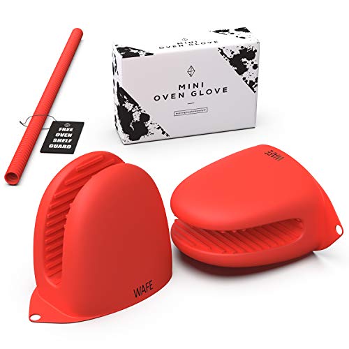 WAFE Mini-Ofenhandschuhe für Heißluftfritteuse - 2 Silikon-Fingergriffe - Hitzebeständige Klemmschutz-Abdeckungen für Kochen, BBQ, Grillen - Einheitsgröße, doppelte Hand-Topflappen mit Ofenrostschutz von WAFE