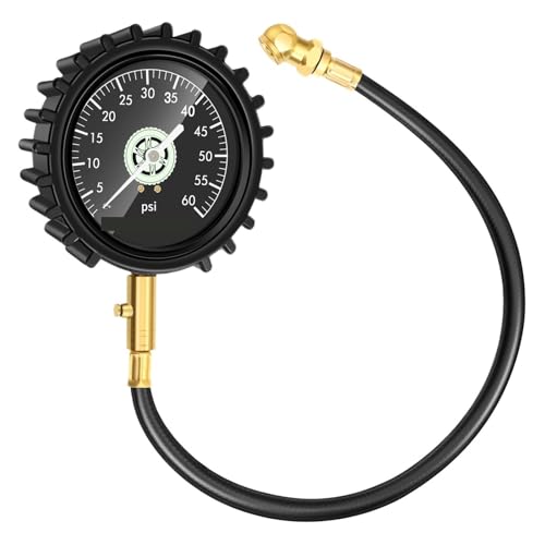 4 Zoll Reifendruckmessgerät 87 PSI 140 PSI 200 PSI Genauigkeit Analoges Manometer Clip On Air Chuck Racing Reifenmessgerät Einfach Zu Bedienen(0-60 PSI(Glow)) von WAFOHSR