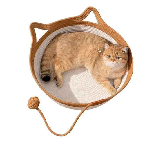 Katzenbett, Handgewebte Katzenhängematte, Waschbar, Atmungsaktives Baumwollseil, Haustierbett, Faltbares Katzenbett Mit Lustigem Katzenball for Haustiere KatzenhäNgematte(M) von WAFOHSR