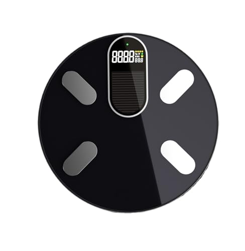 Körper Digitale Waage Solar & Licht Energie Aufladen Intelligente Waage Balance Bioimpedanz Körperfett Badezimmer Waage BMI Einfach Zu Bedienen(Black) von WAFOHSR