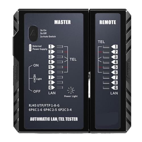 Netzwerkkabeltester Leitungstester Werkzeug Netzwerkwerkzeuge Kabelreparatur Leicht Und Tragbar(Black) von WAFOHSR