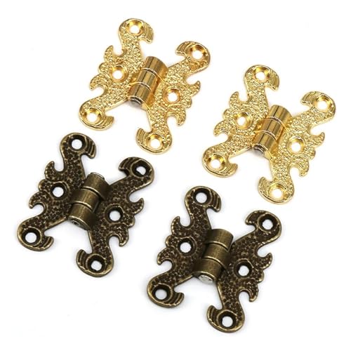 WAFOHSR 4 Stück Bronze + Gold Kleine Scharniere Gravur Design Box Scharniere for Basteln Holzkiste Geschenkbox Schrank Schublade Schmuckschatulle von WAFOHSR