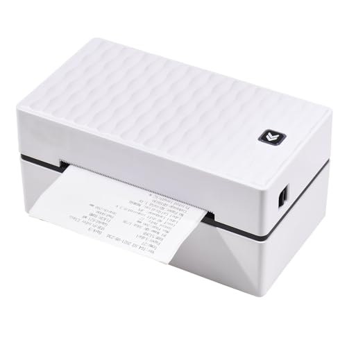 WAFOHSR Desktop-Thermo-Versandetikettendrucker for 4x6-Versandpaketetikettendruck, Kabelloser BT- Und USB-110-mm-Hochgeschwindigkeits-Aufkleberdrucker Einfach Zu Bedienen(White) von WAFOHSR