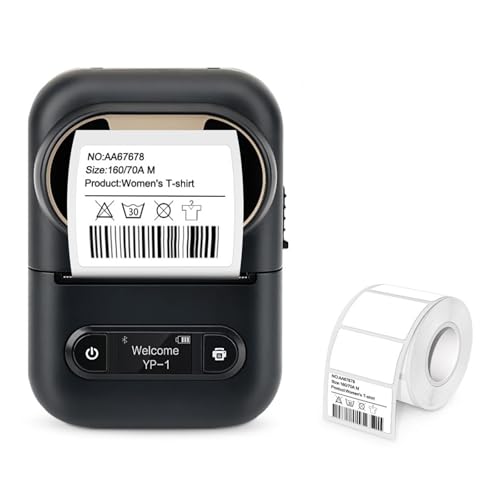 WAFOHSR E210 Thermo-Etikettendrucker Mini-Aufkleberdrucker E210 Tragbarer Kabelloser Bluetooth-Etikettierer for Drucken Von Etikettenpapier Einfach Zu Bedienen(Black Printer) von WAFOHSR