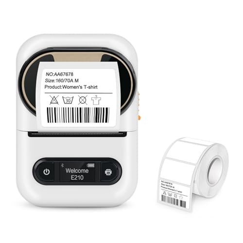 WAFOHSR E210 Thermo-Etikettendrucker Mini-Aufkleberdrucker E210 Tragbarer Kabelloser Bluetooth-Etikettierer for Drucken Von Etikettenpapier Einfach Zu Bedienen(White Printer) von WAFOHSR