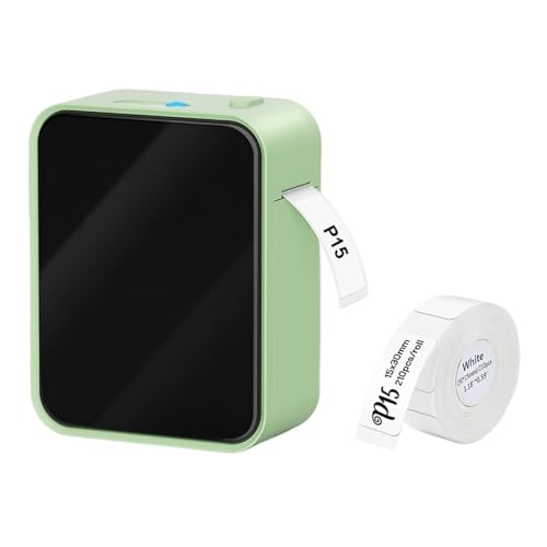 WAFOHSR Mini-Etikettendrucker P15 Mit 3 Stück Etikettenaufkleber, 12 X 40 Mm, Kabellose Bluetooth-Etikettiermaschine, Selbstklebender Tragbarer Thermodrucker Einfach Zu Bedienen(Green) von WAFOHSR