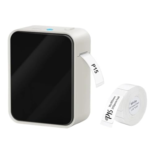 WAFOHSR Mini-Etikettendrucker P15 Mit 3 Stück Etikettenaufkleber, 12 X 40 Mm, Kabellose Bluetooth-Etikettiermaschine, Selbstklebender Tragbarer Thermodrucker Einfach Zu Bedienen(White) von WAFOHSR