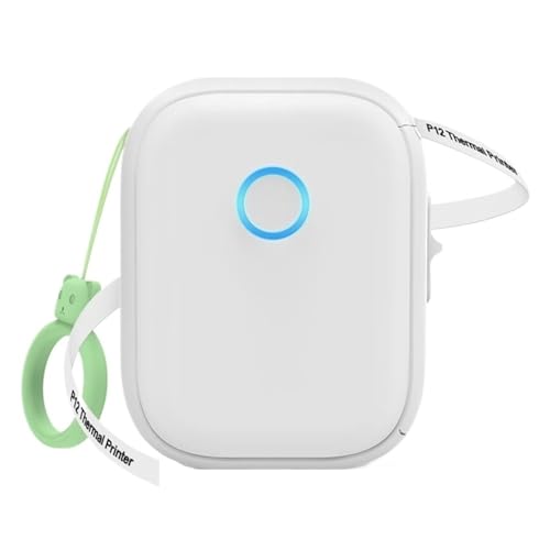 WAFOHSR P12 Mini Tragbarer Etikettendrucker Bluetooth Drahtlose Etikettenmaschine Thermoklebender Aufkleberdrucker Etikettenbandpapier Einfach Zu Bedienen(White Printer Set) von WAFOHSR