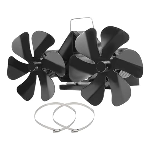 Wärmebetriebener Ofenventilator, 12-Blatt-Holzofenventilator For Die Holzverbrennung, Geräuschlos, Energiesparend, Doppelter 6-Blatt-Brennholz-Kaminventilator Einfach Zu Bedienen(12 Wall Mounted) von WAFOHSR