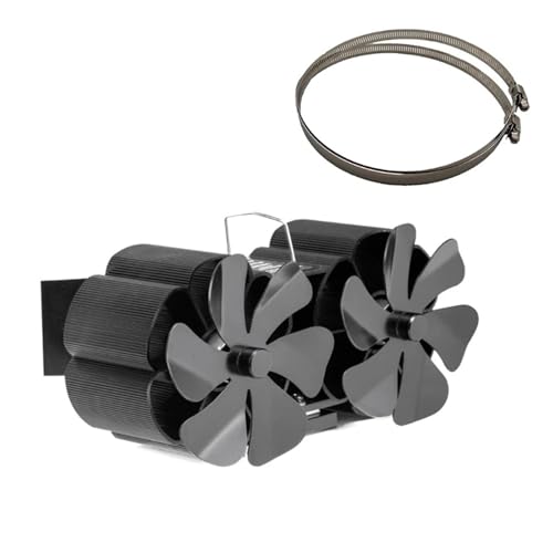 Wärmebetriebener Ofenventilator, 12 Flügel, Größerer Luftstrom, Wärmebetriebener Ofen, Umweltfreundlicher Und Effizienter Holzofen Einfach Zu Bedienen(Black) von WAFOHSR