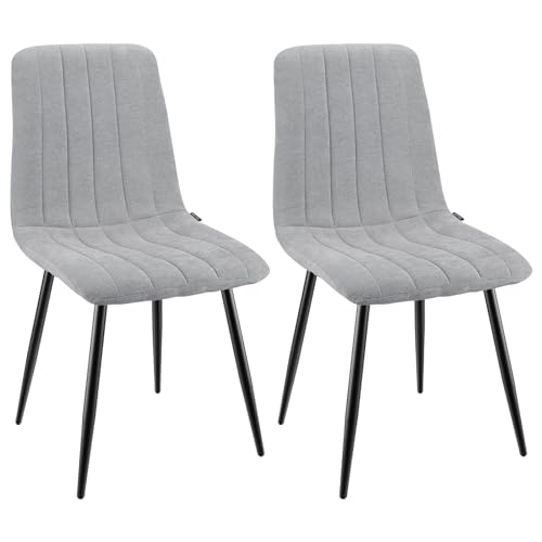 WAFTING Esszimmerstühle 2er Set, Gepolsterter Stuhl mit Hoher Rückenlehne, Esstischstühle mit Metallfuß, für Esszimmer, Wohnzimmer, Küche, Schlafzimmer und Empfangsraum, Grau von WAFTING