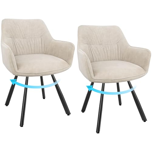 WAFTING Esszimmerstuhl 2er Set drehbar, Armlehnstuhl drehbar 180°,Moderner Polsterstuhl Stuhl Samt, Stühle für Esszimmer,Küchenstuhl für Wohnzimmer, Arbeitszimmer,Schlafzimmer,Khaki von WAFTING