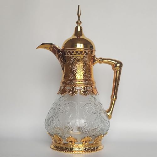 1600ml Marokkanische Teekanne 24 Stunden Hitzeerhaltung Elegante orientalische Kaffeekanne für Saft Milch Arabische Teekanne mit Deckel Filter für Hause Nachmittagstee,Gold von WAGLOS