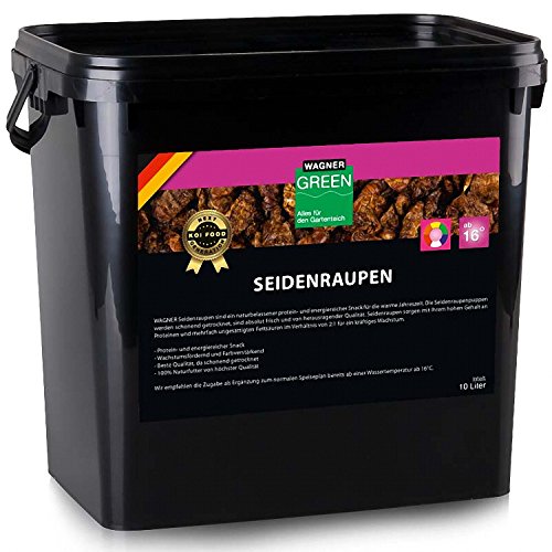 Wagner Seidenraupen getrocknet - 10 Liter (3 kg) Seindenraupenpuppen Farbfutter Color Koi Snack - Ideals Koifutter, Fischfutter auch für Reptilien & Schildkröten - Proteinfutter in Premiumqualität von WAGNER GREEN Alles für den Gartenteich
