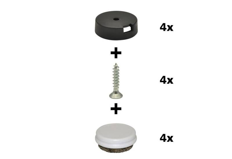 WAGNER design yourself Klick-Gleiter QuickClick® Filzgleiter & Kunststoffgleiter wendbar 2 Seiten Wollfilz & Kunststoff I 4er-Set zum Anschrauben I 4x Basis+Schraube+Gleiteinsatz - DUO - Durchmesser Ø 20, 25, 30 mm - Made in DE von WAGNER design yourself