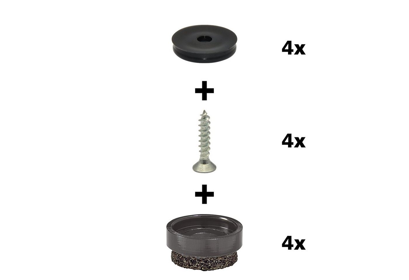 WAGNER design yourself Klick-Gleiter QuickClick® Möbelgleiter, Stuhlgleiter, Filzgleiter I 4er-Set zum Anschrauben I 4x Basis+Schraube+Gleiteinsatz austauschbar - Filz robust NATURAL - Durchmesser Ø 17, 20, 25, 30, 40. 50 mm - Made in DE von WAGNER design yourself