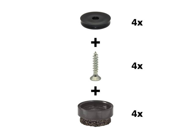 WAGNER design yourself Klick-Gleiter QuickClick® Möbelgleiter, Stuhlgleiter, Filzgleiter I 4er-Set zum Anschrauben I 4x Basis+Schraube+Gleiteinsatz austauschbar - Filz robust NATURAL - Durchmesser Ø 17, 20, 25, 30, 40. 50 mm - Made in DE von WAGNER design yourself