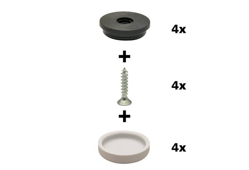 WAGNER design yourself Klick-Gleiter QuickClick® Stuhlgleiter, Kunststoffgleiter, Möbelgleiter I 4er-Set zum Anschrauben I 4x Basis + Schraube + Gleiteinsatz austauschbar - Kunststoff HYPER SLIM (flach) - Durchmesser Ø 17, 20, 25 mm - Made in DE von WAGNER design yourself