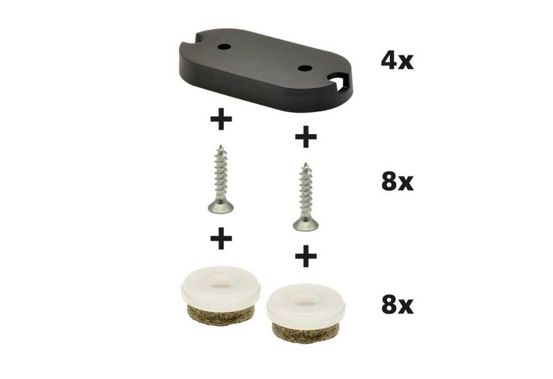 WAGNER design yourself Klick-Gleiter QuickClick® Stuhlgleiter Filzgleiter I 4er-Set zum Anschrauben I 4x Basis + 8x Schraube+Gleiteinsatz austauschbar - Wollfilz ULTRASOFT - Made in DE von WAGNER design yourself