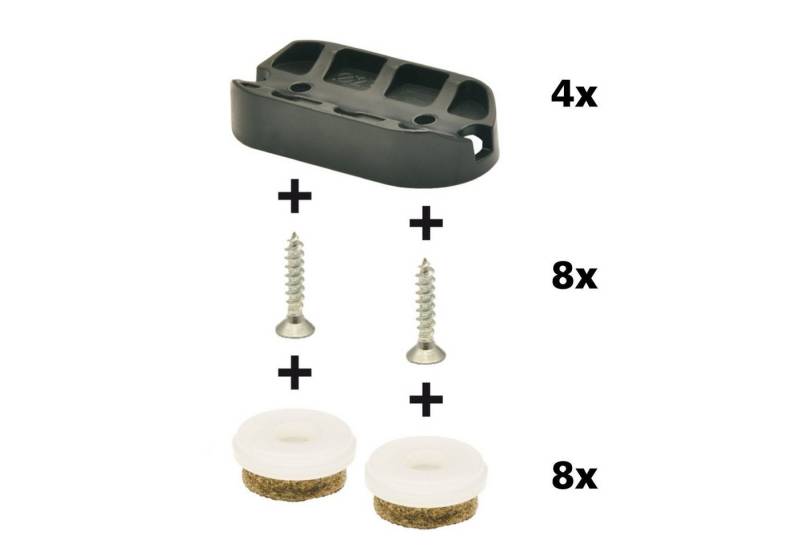 WAGNER design yourself Klick-Gleiter QuickClick® Stuhlgleiter I 4er-Set zum Anschrauben, für Freischwinger mit Rundrohr I 4x Basis + 8x Schraube+Gleiteinsatz austauschbar - Kunststoff HYPER - Made in DE von WAGNER design yourself