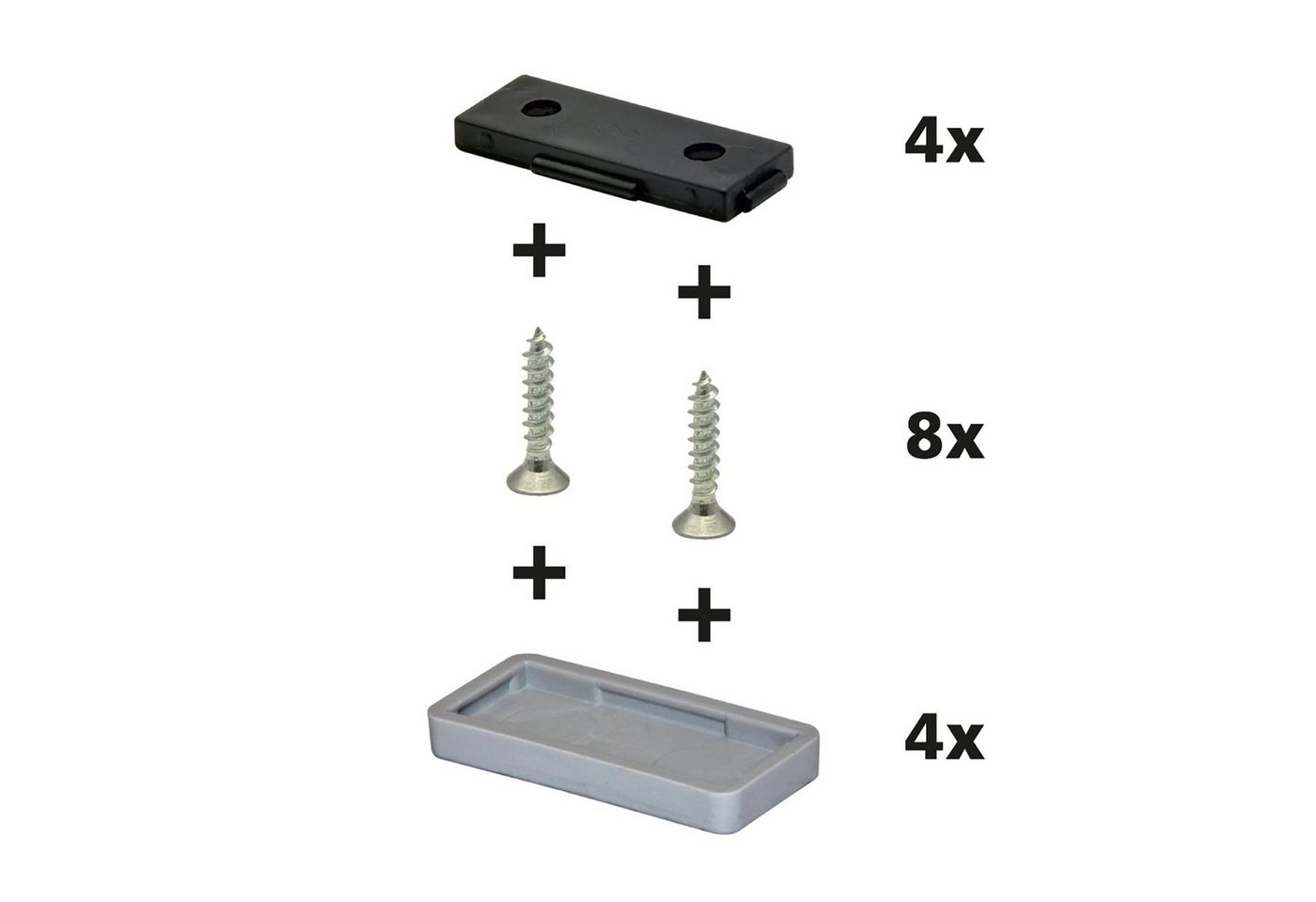 WAGNER design yourself Klick-Gleiter QuickClick® Stuhlgleiter Kunststoffgleiter I 4er-Set zum Anschrauben I 4x Basis + 8x Schraube + 4x Gleiteinsatz austauschbar - Kunststoff HYPER - Einsatz 32 x 15 mm - Made in DE von WAGNER design yourself