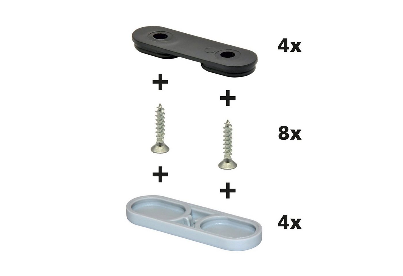 WAGNER design yourself Klick-Gleiter QuickClick® TANDEM Stuhlgleiter Kunststoffgleiter I 4er-Set zum Anschrauben I 4x Basis + 8x Schraube + 4x Gleiteinsatz austauschbar - Kunststoff HYPER - 39 x 12 mm - Made in DE von WAGNER design yourself