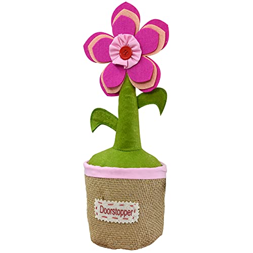 WAGNER Boden-Türstopper PINK FLOWER - Durchmesser Ø 14 x 38 cm, Handmade Qualität im Topfpflanzen Design, natürliche Textilien und Sand, liebevolle Details, 1500 g - 15519701 von WAGNER