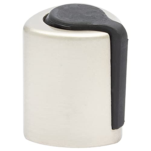 WAGNER Bodentürstopper SCREW - Durchmesser Ø 25 x 30 mm, Zinkdruckguss in Edelstahl-Optik, Puffer thermoplastischer Kautschuk, schwarz, zum Schrauben inkl. Montagematerial - 15514911 von WAGNER