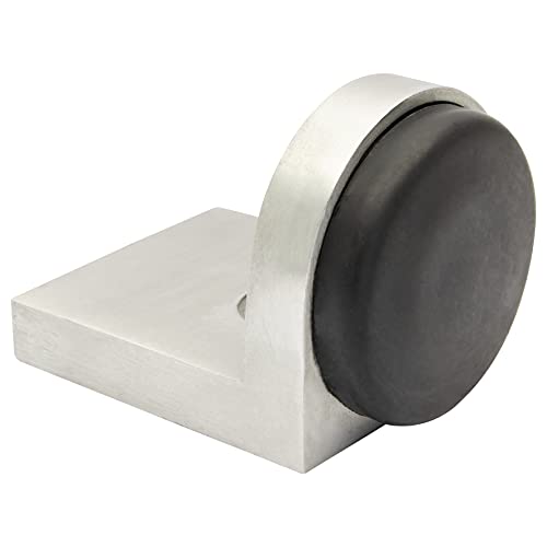 WAGNER Bodentürstopper ZAP - 59 x 44 x 45 mm, Zinkdruckguss in Edelstahl-Optik, Soft-Anschlag aus thermoplastischem Kautschuk, schwarz, zum Schrauben inklusive Montagematerial - 15514411 von WAGNER design yourself