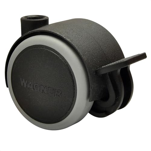 WAGNER Design Möbelrolle/Lenkrolle/Doppelrolle - soft - Durchmesser Ø 40 mm Bauhöhe 45 mm, mit Bremse, schwarz, Tragkraft 35 kg - 01072701 von WAGNER