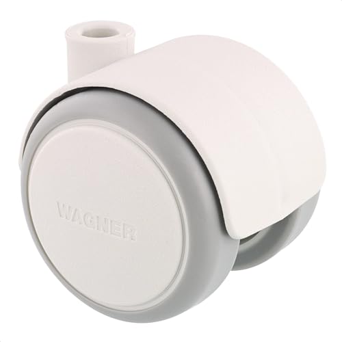 WAGNER Design Möbelrolle/Lenkrolle - soft - Durchmesser Ø 50 mm, Bauhöhe 55 mm, papyrusweiß/grau, Tragkraft 50 kg - 01670501 von WAGNER