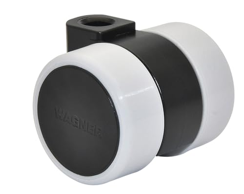 WAGNER Design Möbelrolle/Soft-Lenkrolle - LOGO - Durchmesser Ø 38 mm, Bauhöhe 40 mm, schwarz/grau, Tragkraft 70 kg - Made in Germany - 01024101 von WAGNER