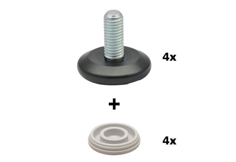 WAGNER design yourself Möbelfuß QuickClick® 4er-Set Verstellfuß Ø 37 mm mit Gewindestift M10 x 25 mm und Möbelgleiter austauschbar I 4x Verstellfuß + Gleiter - Kunststoff HYPER - Durchmesser Ø 30 mm - Made in DE von WAGNER design yourself