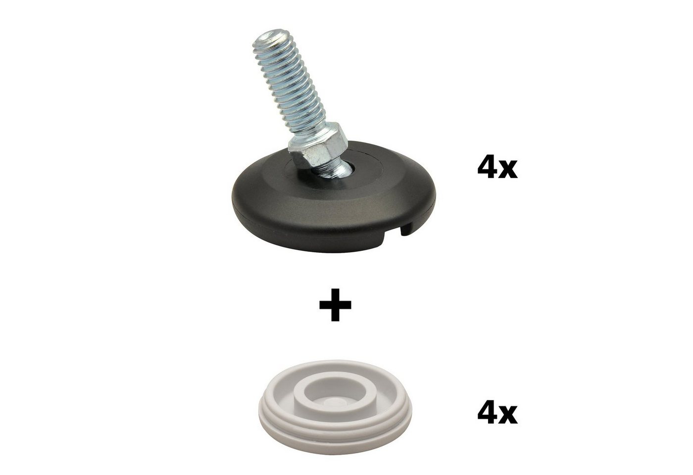 WAGNER design yourself Möbelfuß QuickClick® Möbelgleiter I 4er-Set Verstellfuß Ø 37 mit Kugelgelenk und Gewindestift M8 x 25 mm I 4x Verstellfuß + 4x Gleiter - HYPER - Durchmesser Ø 30 mm - Made in DE von WAGNER design yourself