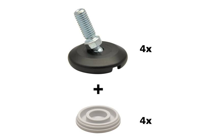 WAGNER design yourself Möbelfuß QuickClick® Möbelgleiter I 4er-Set Verstellfuß Ø 37 mit Kugelgelenk und Gewindestift M8 x 25 mm I 4x Verstellfuß + 4x Gleiter - HYPER - Durchmesser Ø 30 mm - Made in DE von WAGNER design yourself