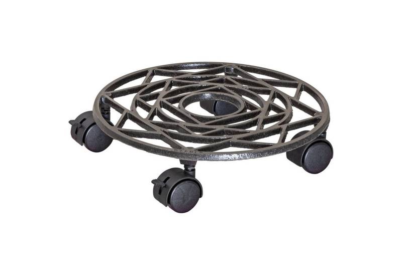 WAGNER design yourself Pflanzenroller LANDHAUSSTIL rund, diverse Größen und Designs I für Außenbereich + Innenbereich I aus Gusseisen I mehrere Farben I 2 Bremsen I Tragkraft 50 - 75 kg von WAGNER design yourself