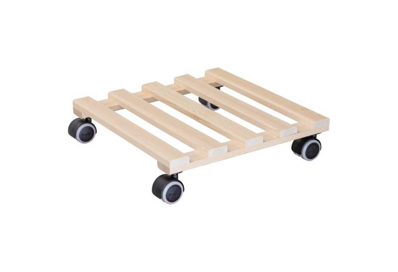 WAGNER design yourself Pflanzenroller PALETTI in diversen Größen I für Innenbereich I rund & eckig I softe & harte Rollen, aus FSC® Massivholz Buche, natur I Tragkraft 100 kg I Made in EU von WAGNER design yourself