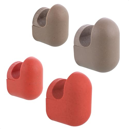 WAGNER - hooks4home - Design-Wandhaken PILL 4tlg. Set - 50 x 30 x 35 mm & 75 x 55 x 45 mm, recycelter Bio Kunststoff, taupe/korallenrot - Made in DE - 17042124 von WAGNER