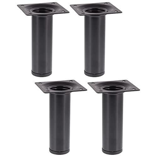 WAGNER Möbelbein/Tischbein/Möbelfuß Classic Retro 4tlg. Set - Ø 30 x 100 mm, integrierte Anschraubplatte 60 x 60 mm, Innengewinde Ø 10 mm, Stahl pulverbeschichtet schwarz - 12101004 von WAGNER