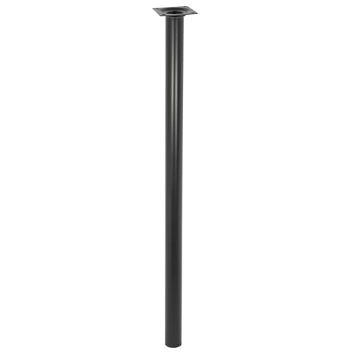 WAGNER Möbelbein/Tischbein/Möbelfuß Classic Retro - Ø 30 x 600 mm, integrierte Anschraubplatte 60 x 60 mm, Innengewinde Ø 10 mm, Stahl pulverbeschichtet schwarz - 12106001 von WAGNER