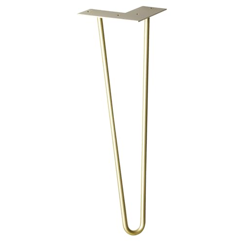 Wagner Möbelbein/Tischbein/Möbelfuß - Hairpin Leg - Retro Style - Stahl pulverbeschichtet Gold, 12 x 12 x 40 cm, Bein konisch/schräg verlaufend, integrierte Anschraubplatte - 12824501 von WAGNER design yourself