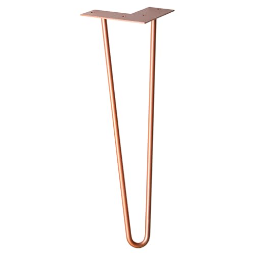 Wagner Möbelbein/Tischbein/Möbelfuß - Hairpin Leg - Retro Style - Stahl pulverbeschichtet Kupfer, 12 x 12 x 40 cm, Bein konisch/schräg verlaufend, integrierte Anschraubplatte - 12824401 von WAGNER