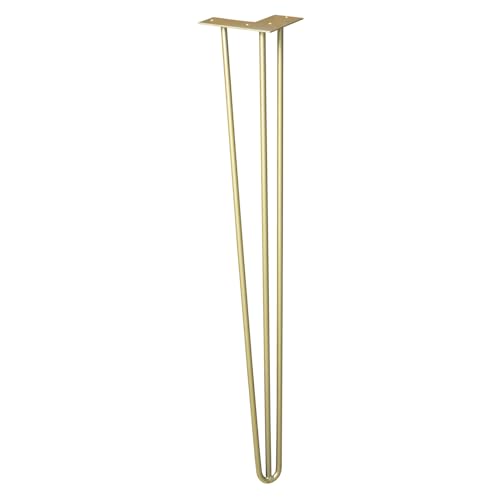Wagner Möbelbein/Tischbein/Möbelfuß - Hairpin Leg - Retro Style - Stahl pulverbeschichtet goldfarben, 12 x 12 x 71 cm, Bein konisch/schräg verlaufend, integrierte Anschraubplatte - 12827501 von WAGNER